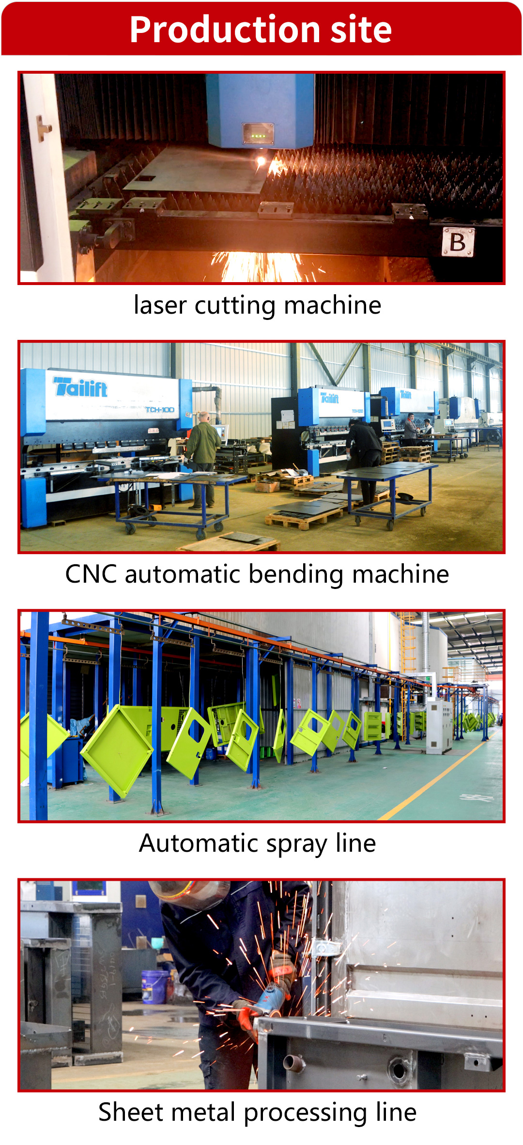 Production site - laser cutting, bending, spray line, sheet metal